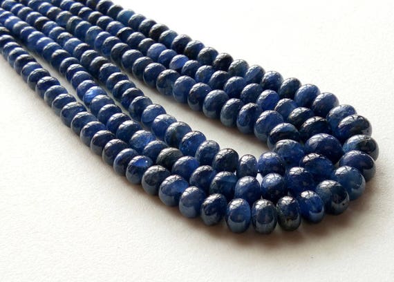 5-9mm Blue Sapphire Beads Plain Rondelle Beads, Blue Sapphire Beads, Sapphire For Necklace, Natural Sapphire Beads (4.5in T0 18in Options)