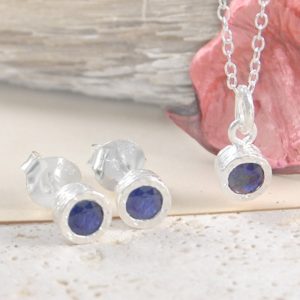 Shop Sapphire Necklaces! Sterling Silver Blue Sapphire Jewelry Set September Birthstone Gift Gemstone Necklace Sapphire Earrings Sapphire Necklace Sapphire Pendant | Natural genuine Sapphire necklaces. Buy crystal jewelry, handmade handcrafted artisan jewelry for women.  Unique handmade gift ideas. #jewelry #beadednecklaces #beadedjewelry #gift #shopping #handmadejewelry #fashion #style #product #necklaces #affiliate #ad