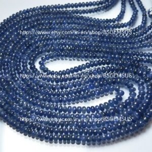 Shop Sapphire Rondelle Beads! 15 Inches Strand, Natural Burmese Blue Sapphire Smooth Rondelles, size.3-5mm | Natural genuine rondelle Sapphire beads for beading and jewelry making.  #jewelry #beads #beadedjewelry #diyjewelry #jewelrymaking #beadstore #beading #affiliate #ad