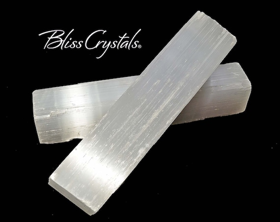 Set Of 2 Selenite Sticks Natural Rough 4" Wand Healing Crystals And Stone For Cleansing #rs43