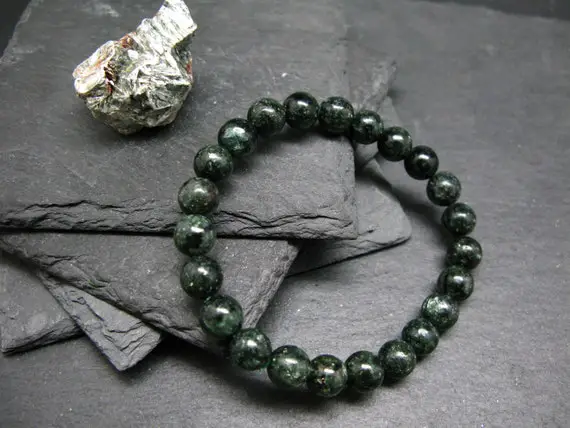 Seraphinite Clinochlore Genuine Bracelet ~ 7 Inches  ~ 8mm Round Beads