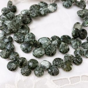 Shop Seraphinite Beads! Seraphinite faceted hearts | Natural genuine faceted Seraphinite beads for beading and jewelry making.  #jewelry #beads #beadedjewelry #diyjewelry #jewelrymaking #beadstore #beading #affiliate #ad