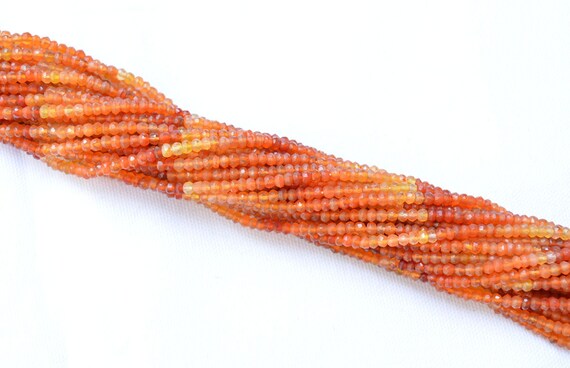 Shaded Carnelian Rondelle Beads, Natural Carnelian Gemstone Beads, Faceted Carnelian Beads, 3.50mm 12.5" Strand #gnp0707