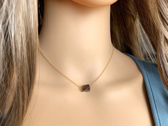Smokey Quartz Necklace Gold Or Silver Dainty Crystal Necklace Brown Small Quartz Gemstone Layering Necklace, Protection Stone Necklace Women