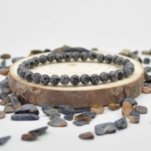 Shop Snowflake Obsidian Bracelets! Natural Snowflake Obsidian Semi-precious Gemstone Round Beads Sample strand / Bracelet – 6mm or 8mm sizes, 7.5" | Natural genuine Snowflake Obsidian bracelets. Buy crystal jewelry, handmade handcrafted artisan jewelry for women.  Unique handmade gift ideas. #jewelry #beadedbracelets #beadedjewelry #gift #shopping #handmadejewelry #fashion #style #product #bracelets #affiliate #ad