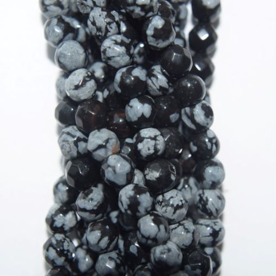 4 Mm Natural Faceted Snowflake Obsidian Beads - Round 4 Mm Gemstone Beads - Full Strand 16", 90 Beads, A+ Quality