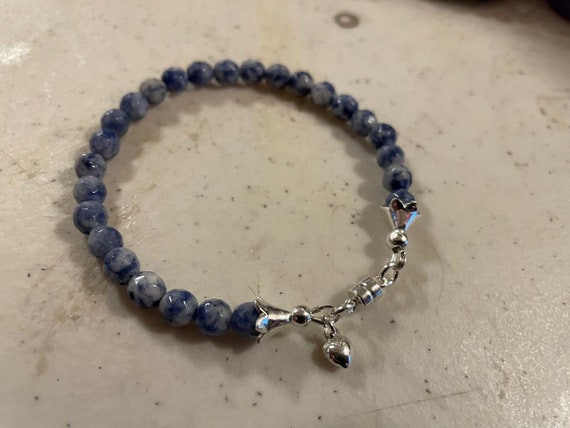 Sodalite Bracelet - Navy Blue Jewelry - Sterling Silver Jewellery - Gemstone - Beaded - Heart Charm - Magnetic Clasp - Jewelrybycarmal