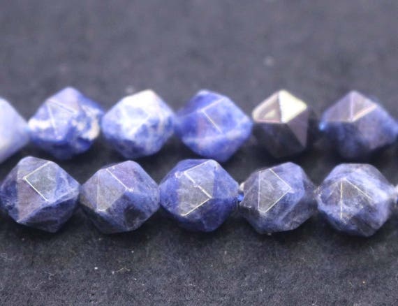 Natural Faceted Sodalite Nugget Beads,sodalite Beads,6mm 8mm 10mm 12mm Star Cut Faceted Beads,one Strand 15"