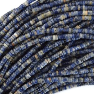 4mm natural blue sodalite heishi disc beads 15.5" strand | Natural genuine other-shape Gemstone beads for beading and jewelry making.  #jewelry #beads #beadedjewelry #diyjewelry #jewelrymaking #beadstore #beading #affiliate #ad