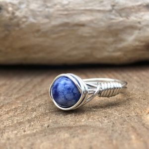 Shop Sodalite Jewelry! Sodalite Ring, Wire Wrapped Sodalite Ring, Sterling Silver Ring, Gold Fill Ring, Wrapped Gemstone Ring, Healing Jewelry, Blue Statement Ring | Natural genuine Sodalite jewelry. Buy crystal jewelry, handmade handcrafted artisan jewelry for women.  Unique handmade gift ideas. #jewelry #beadedjewelry #beadedjewelry #gift #shopping #handmadejewelry #fashion #style #product #jewelry #affiliate #ad