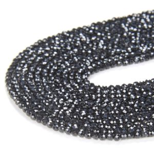 Shop Spinel Faceted Beads! 2MM Natural Black Spinel Gemstone Grade AAA Micro Faceted Round Loose Beads 15.5 inch Full Strand (80008871-P13) | Natural genuine faceted Spinel beads for beading and jewelry making.  #jewelry #beads #beadedjewelry #diyjewelry #jewelrymaking #beadstore #beading #affiliate #ad
