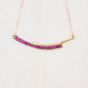 Gold Pink Spinel Bar Necklace, Bar Pendant, Horizontal | Natural genuine Spinel pendants. Buy crystal jewelry, handmade handcrafted artisan jewelry for women.  Unique handmade gift ideas. #jewelry #beadedpendants #beadedjewelry #gift #shopping #handmadejewelry #fashion #style #product #pendants #affiliate #ad