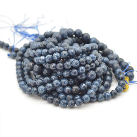 Natural Blue Spinel Semi-precious Gemstone Round Beads - 6mm, 8mm Sizes - 15" Strand