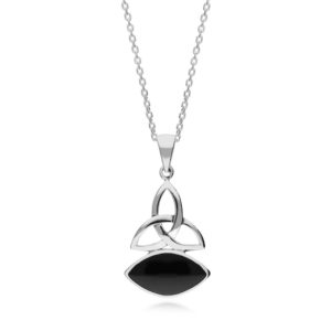 Shop Jet Pendants! Sterling Silver Whitby Jet Celtic Wide Marquise Pendant | Natural genuine Jet pendants. Buy crystal jewelry, handmade handcrafted artisan jewelry for women.  Unique handmade gift ideas. #jewelry #beadedpendants #beadedjewelry #gift #shopping #handmadejewelry #fashion #style #product #pendants #affiliate #ad