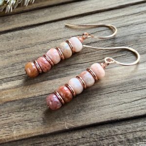 Shop Sunstone Earrings! Sunstone Bead Stack Earrings, Ombre Gemstone Earrings | Natural genuine Sunstone earrings. Buy crystal jewelry, handmade handcrafted artisan jewelry for women.  Unique handmade gift ideas. #jewelry #beadedearrings #beadedjewelry #gift #shopping #handmadejewelry #fashion #style #product #earrings #affiliate #ad