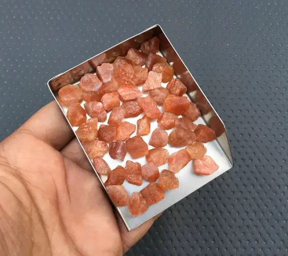25 Pieces Sparkle Rough,size 8-10 Mm, Natural Sunstone Gemstone,raw Sunstone Crystals,rough Gemstone Rocks,orange Sunstone Healing Crystals