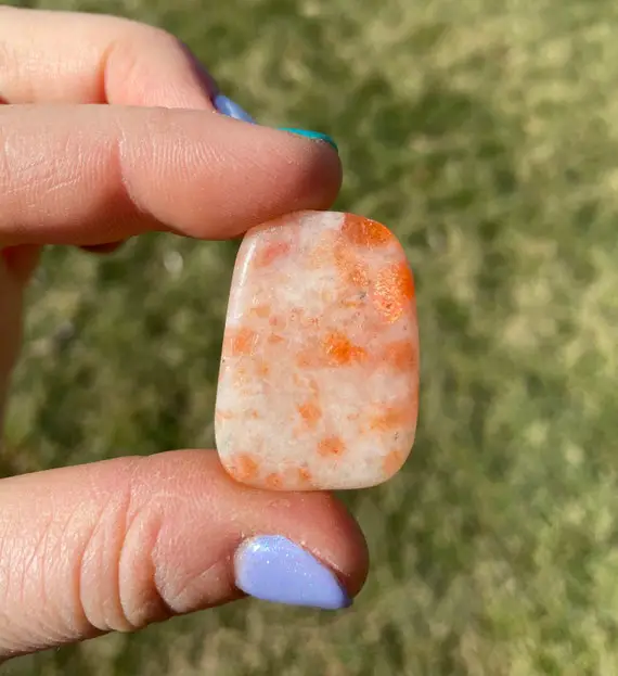 Sunstone Slab (.5"-1.5") - Small Sunstone Slice - Tumbled Sunstone Palm Stone - Healing Crystals And Stones - Polished Sunstone Crystal