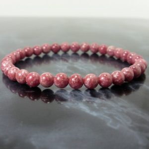 Genuine Thulite Bracelet 6mm, Natural Gemstone Bracelet, Women Men Beaded Bracelet, Healing Crystal Pink Mangan-Zoisite Bracelet + Gift Bag