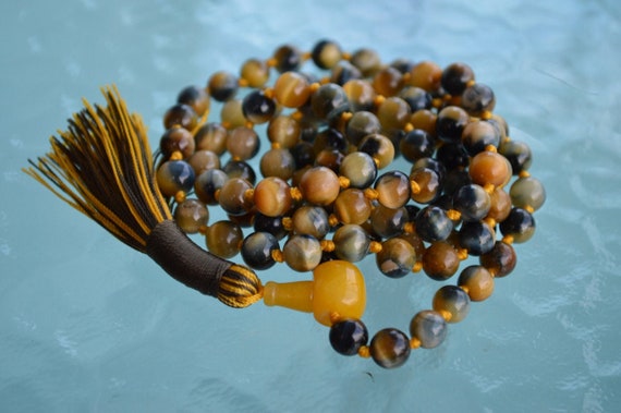 Rarest Aaa Grade Miracle Tiger Eye Hand Knotted Mala Necklace - Intution Releases Fear Strenghtens Enthusiasm Manifestation Calming Yang
