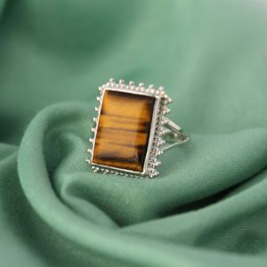 Shop Tiger Eye Rings! Bohemian Tiger Eye ring-925 Silver-Statement Ring-Vintage ring-Boho and hippie style Ring-Bezel art deco Ring-Handmade Gift-Handmade jewelry | Natural genuine Tiger Eye rings, simple unique handcrafted gemstone rings. #rings #jewelry #shopping #gift #handmade #fashion #style #affiliate #ad