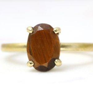 Shop Tiger Eye Jewelry! Tiger's Eye Gemstone Ring · Solitaire Gem Ring · Gemstone Stacking Ring · 18k Vermeil Stone Ring · Real Stone Ring Gold | Natural genuine Tiger Eye jewelry. Buy crystal jewelry, handmade handcrafted artisan jewelry for women.  Unique handmade gift ideas. #jewelry #beadedjewelry #beadedjewelry #gift #shopping #handmadejewelry #fashion #style #product #jewelry #affiliate #ad