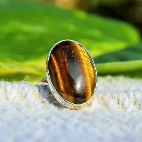 Stunning Natural Sterling Silver Tiger Eye Ring, Silver Ring, Gift For Her, Unique Gift Ring, Designer Ring, Gemstone Ring, Handmade Ring,