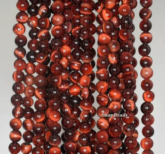 4mm Red Tiger Eye Gemstone Brown Red Round 4mm Loose Beads 15.5 Inch Full Strand (90189217-90)