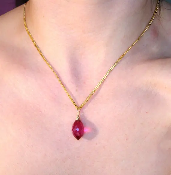 Sale Pink Topaz Gold Necklace, Feminine Jewelry