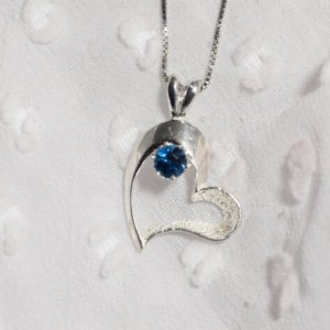 Shop Topaz Pendants! London Blue Topaz Pendant, Genuine Gemstone 4 mm Round, Set in Heart 925 Sterling Silver Pendant With 18inch Chain Included | Natural genuine Topaz pendants. Buy crystal jewelry, handmade handcrafted artisan jewelry for women.  Unique handmade gift ideas. #jewelry #beadedpendants #beadedjewelry #gift #shopping #handmadejewelry #fashion #style #product #pendants #affiliate #ad