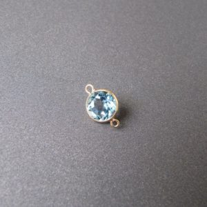 Blue topaz 14k gold connector • Round 7mm 6mm 5mm 4mm • Solid 14 carat Yellow / White gold • 2 rings • Natural gemstone • Bezel chain link | Natural genuine beads Array beads for beading and jewelry making.  #jewelry #beads #beadedjewelry #diyjewelry #jewelrymaking #beadstore #beading #affiliate #ad