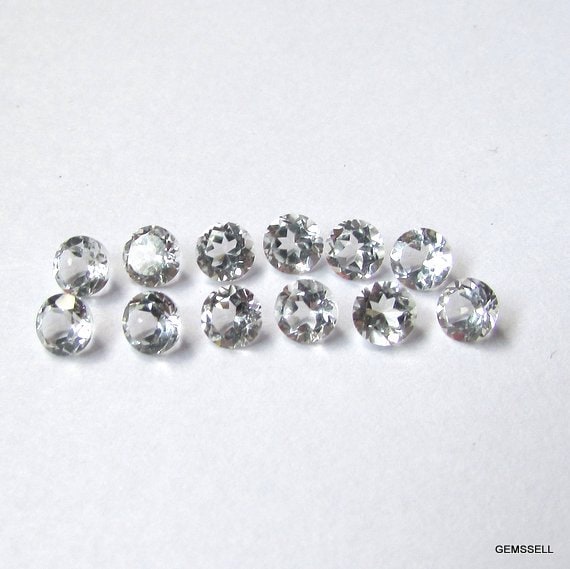 10 Piece 3mm To 8mm White Topaz Faceted Round Loose Gemstone, White Topaz Round Faceted Loose Gemstone, White Topaz Faceted Round Gemstone