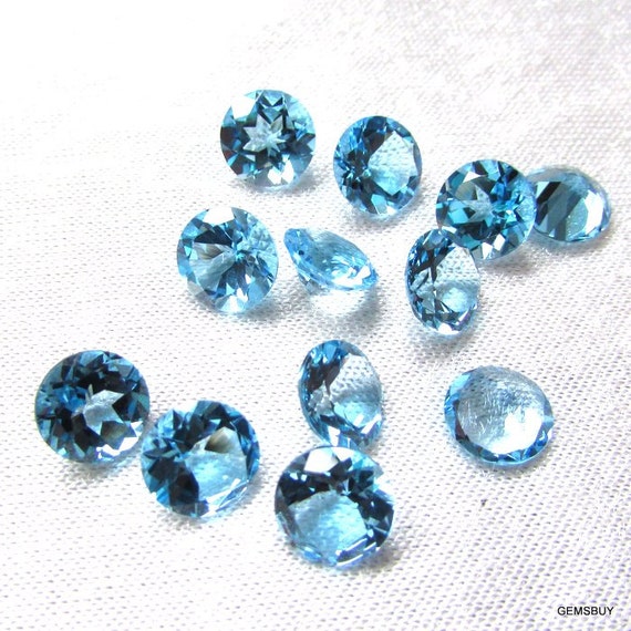 8mm Swiss Blue Topaz Faceted Round Loose Gemstone, Natural Swiss Blue Topaz Round Faceted Aaa Quality Gemstone