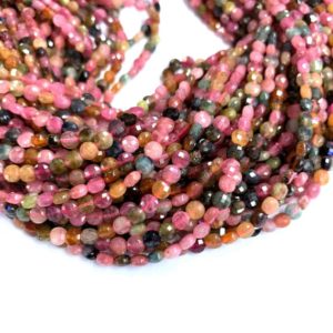 Shop Tourmaline Faceted Beads! Natural Tourmaline Beads Micro Faceted Coin 4mm 6mm, Water Melon Tourmaline Round Disc Beads, Small Pink Green Yellow Blue Gemstones Spacers | Natural genuine faceted Tourmaline beads for beading and jewelry making.  #jewelry #beads #beadedjewelry #diyjewelry #jewelrymaking #beadstore #beading #affiliate #ad