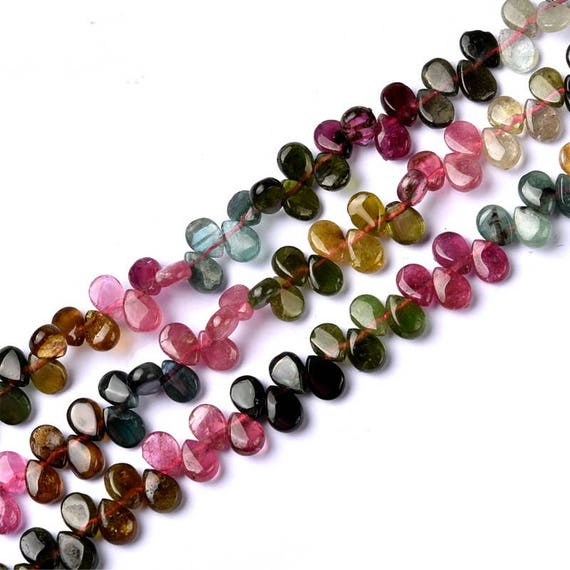 Gemstone Briolette Beads, Smooth Genuine High Quality Tourmaline Water Drop Beads, Full Strand Teardrop Beads For Diy Jewelry