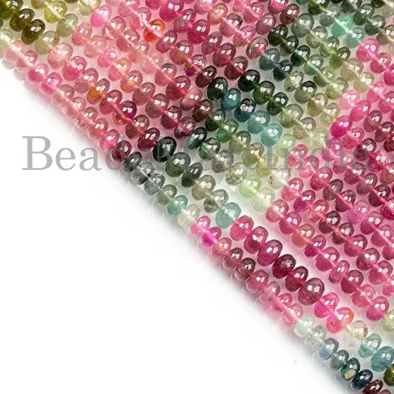 Natural Multi Tourmaline Beads, 5-5.25mm Tourmaline Smooth Beads, Multi Tourmaline Rondelle Beads, Multi Tourmaline Plain Rondelle Beads