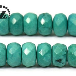 Shop Turquoise Faceted Beads! Dyed Green Turquoise faceted rondelle beads,abacus beads,space beads,Dyed Turquoise,gemstone beads,5x8mm,15" full strand | Natural genuine faceted Turquoise beads for beading and jewelry making.  #jewelry #beads #beadedjewelry #diyjewelry #jewelrymaking #beadstore #beading #affiliate #ad