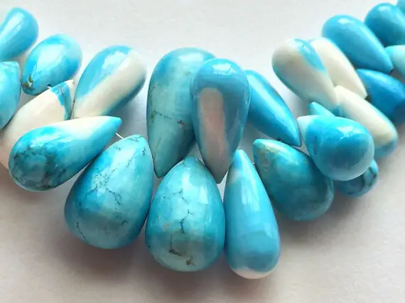 4x6mm-11x21mm Turquoise Plain Drop Beads, Turquoise Plain Teardrop Briolettes,5 Inch, 38 Pcs, Turquoise For Jewelry - Krs353