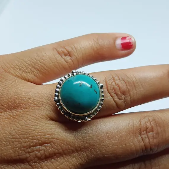 Turquoise Ring,tibetan Turquoise Ring,tibetan Turquoise,navajo Turquoise Ring,925 Sterling Silver Ring,bohemian Ring,handmade Gift Her
