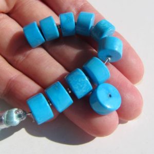 Shop Turquoise Rondelle Beads! Turquoise rondelles 10x6mm large cylinder barrel smooth beads AAA natural stabilised turquoise blue gemstone drilled chunky statement | Natural genuine rondelle Turquoise beads for beading and jewelry making.  #jewelry #beads #beadedjewelry #diyjewelry #jewelrymaking #beadstore #beading #affiliate #ad