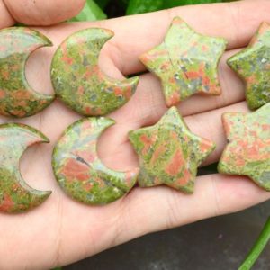Unakite Moon/Star Pendants,No Hole Moon/Star Pendants,For DIY Jewelry Making,Wholesale Pendants,Gemstone Moon/Star Pendants,Gemstone Beads. | Natural genuine Gemstone jewelry. Buy crystal jewelry, handmade handcrafted artisan jewelry for women.  Unique handmade gift ideas. #jewelry #beadedjewelry #beadedjewelry #gift #shopping #handmadejewelry #fashion #style #product #jewelry #affiliate #ad