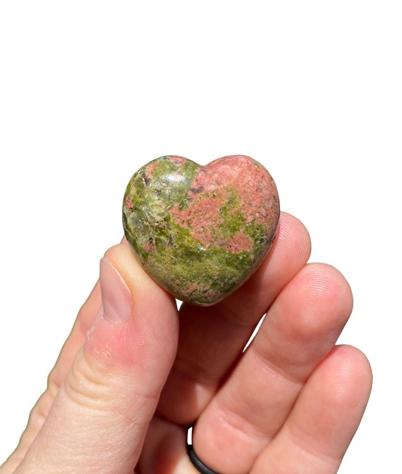Unakite Heart (~1.25") - Unakite Stone Heart - Unakite Tumbled Crystal Heart - Polished Unakite Stone Heart - Heart Shaped Chakra Stone