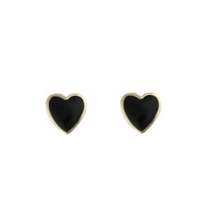 Shop Heart Shaped Earrings! Whitby Jet Heart Stud Earrings 9ct Gold | Natural genuine Gemstone earrings. Buy crystal jewelry, handmade handcrafted artisan jewelry for women.  Unique handmade gift ideas. #jewelry #beadedearrings #beadedjewelry #gift #shopping #handmadejewelry #fashion #style #product #earrings #affiliate #ad