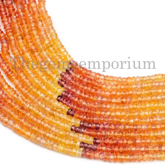 Yellow Sapphire  Rondelle Beads, 2.5-3mm Sapphire Rondelle Beads, Sapphire Beads, Gemstone Faceted Beads, Shaded Sapphire Faceted Rondelle