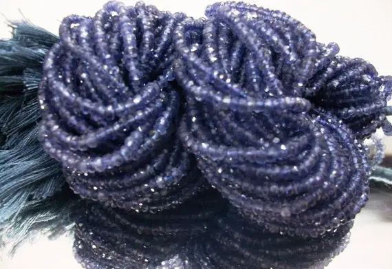 10 Strand 3.5mm Iolite Faceted Beads Rondelle, Iolite Rondelle Beads Faceted Aaa Quality, 13 Inch Iolite Faceted Rondelle Beads
