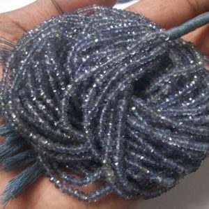 Shop Iolite Beads! 3.5mm Iolite Faceted Rondelle Beads Gemstone, 100% Natural Iolite Faceted Beads rondelle, 13 Inch Iolite Rondelle Beads Faceted gemstone | Natural genuine beads Iolite beads for beading and jewelry making.  #jewelry #beads #beadedjewelry #diyjewelry #jewelrymaking #beadstore #beading #affiliate #ad