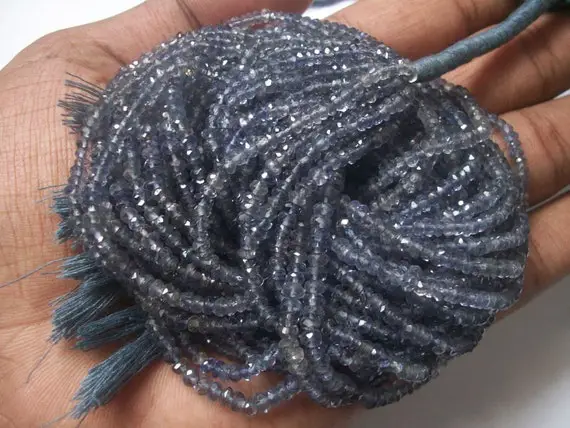 3.5mm Iolite Faceted Rondelle Beads Gemstone, 100% Natural Iolite Faceted Beads Rondelle, 13 Inch Iolite Rondelle Beads Faceted Gemstone