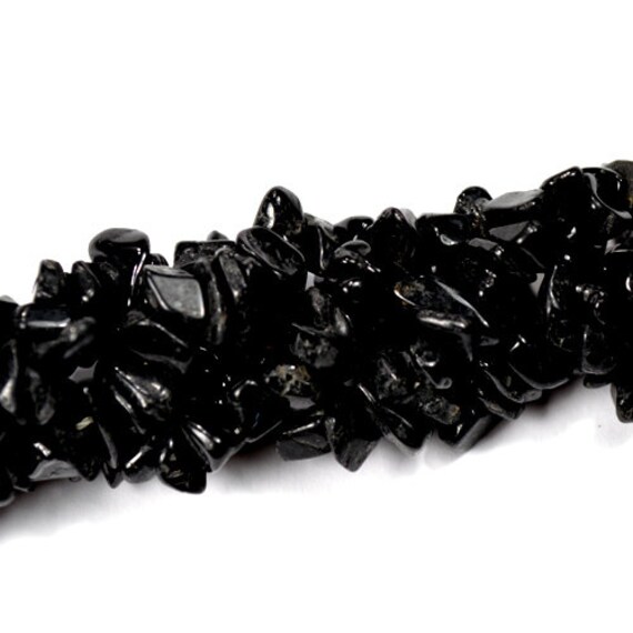 36 Inches Strand Black Onyx Chip Gemstone Beads Nice Polished