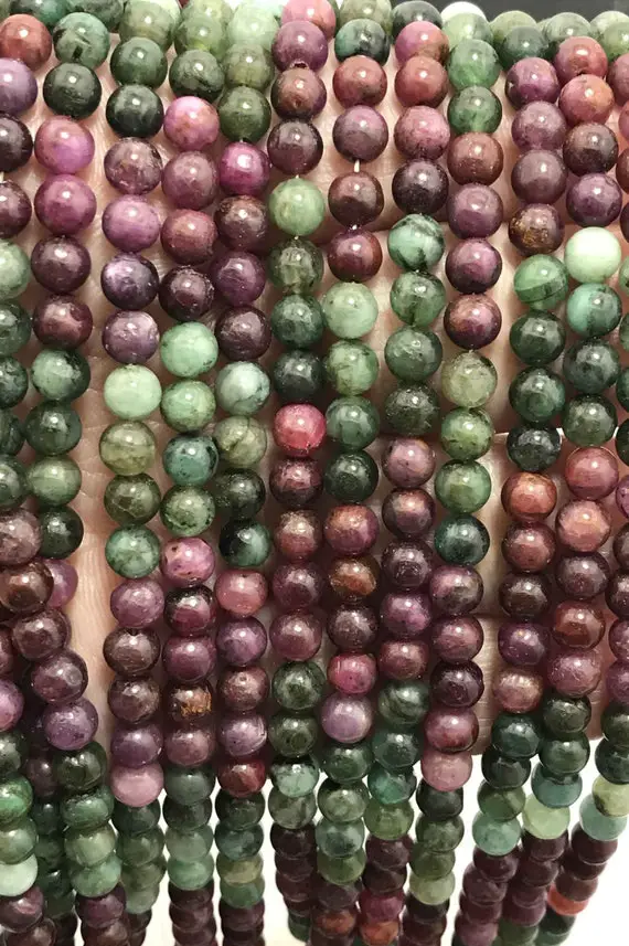 5 - 5.5 Mm Emerald Ruby Plain Round Gemstone Beads Strand Sale / Precious Beads / Emerald Ruby Round Beads / 5 Mm Round Beads / Plain Round