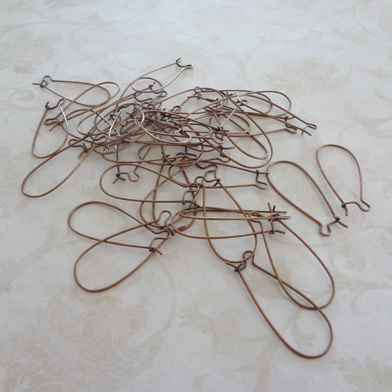 Kidney Ear Wires Copper Plated Brass 33x13mm 50pcs