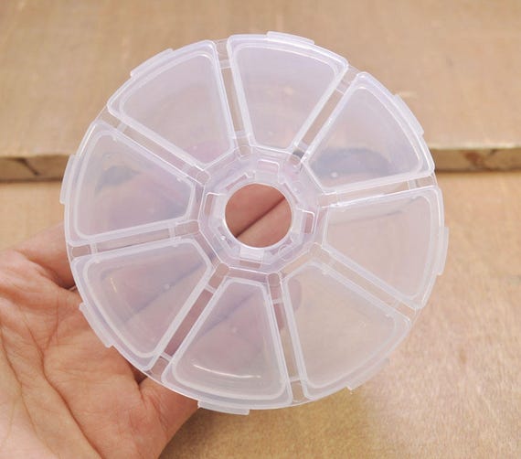 5pcs Round Plastic Boxes Of 8 Compartments For Beads,plastic Containers, Parts Storage Box,jewelry/sewing Tool Boxes-- 105mm